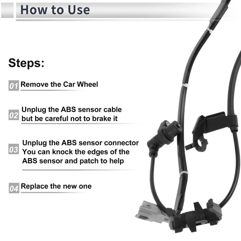 RATCHROLL front-right ABS wheel speed sensor with wiring harness and gray connector