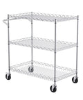 Must Have Heavy Duty 3 Tier Kitchen Utility Cart On Wheels With 661 Lbs Capacity shown from side view