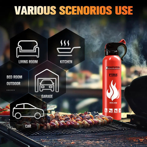 8-In-1 Fire Extinguisher For Home Car Boat And Kitchen Portable Mountable Spray With Class A B C K Fire Coverage near grill