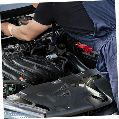 Mechanic working under car hood with Spare Tire Hold Down Screw Kit With Heavy Duty Mounting Hardware And Anchor Bolt For Secure