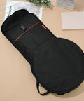 Heavy Duty Oxford Fabric Snare Drum Carry Pouch With Spacious Accessory Compartments Road Warrior Protection For Working Musicians Hassle Free Travel And Outdoor Percussion Gear Organizer with pockets in black.