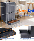 Real Deal Automatic Dog Feeder Hanging Pet Cage Food Dispenser Holds 17 Pounds, mounted on crate with kibble filled bowl.