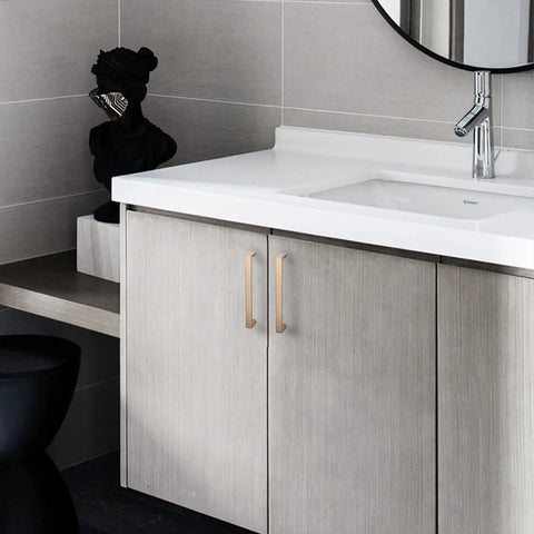 Bathroom vanity with 10 Pack 5 Inch Cabinet Pulls Square Champagne Bronze Finish Zinc Alloy Hardware For Kitchen Cabinets Dressers Wardrobes 128mm Center To Center 135mm Overall Length Drawer Handles
