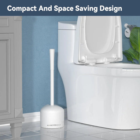Badass Heavy Duty Toilet Plunger and Sink Plunger with Holder Pack of 2 White Adjustable Rubber Flange in a bathroom corner.