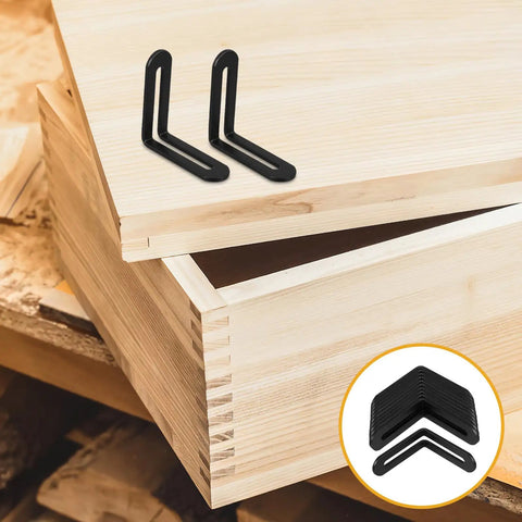 Beefy Heavy Duty L Shaped Corner Brackets 10 Pcs Set For Shelves And Cabinets on wooden surface