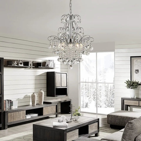 Crystal Chandelier 5 Light Pendant Ceiling Light Modern Fixture For Bedroom Hallway Bar Kitchen Bathroom Glam Chandelier That Elevates Your Space Chrome Finish 22.6 Inches High 19.2 Inches Wide With 39.4 Inch Chain E12 Base Bulbs Not Included