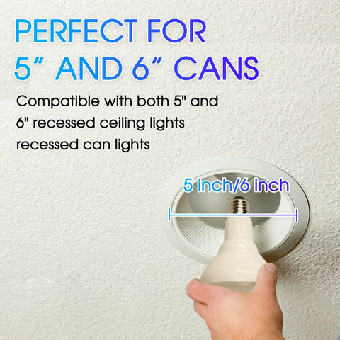 Installing BR30 LED Recessed Light Bulbs 11W to 85W Equivalent Dimmable Daylight 5000K in 5 and 6 inch recessed cans