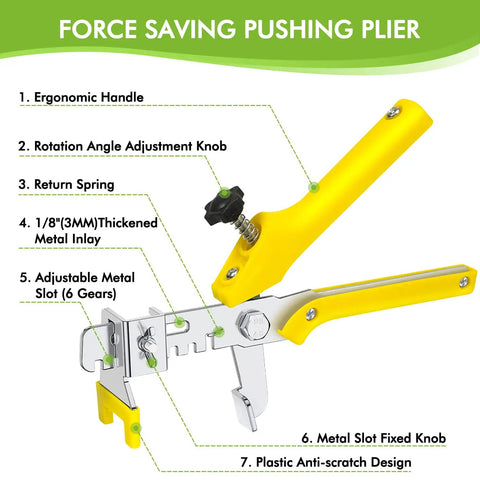 Pro Grade Tile Leveling System Kit One Eighth Inch With 600 Leveler Spacers Clips, 200 Reusable Wedges, And One Tile Pliers, Yellow