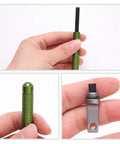 Three Pack Ferro Rod Fire Starters With Scraper Striker, compact and weatherproof, shown in hand demonstrating size and design.