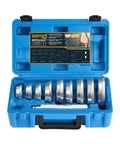 Pro Grade 10 Piece Wheel Bearing Press Kit With Seal Driver And Universal Adapters in blue case, open view