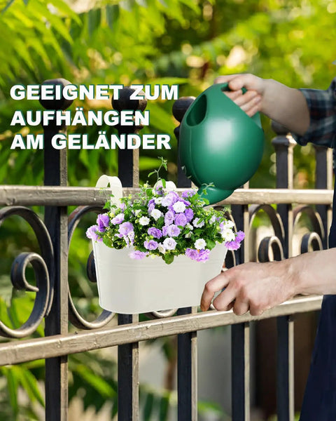 Cool Oval Metal Railing Planters For Outdoor Plants Three Pack With Detachable Hooks And Drain Holes Hanging Flower Pots