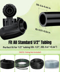 Fifteen Pcs Drip Irrigation Fittings For Half Inch Tubing With Barbed Elbows And Anti Drop Lock Nuts, Leakproof Connections
