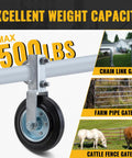 Gate Support Wheel For Metal Tube Gates Six Inch Heavy Duty Farm Caster For Swing Chain Link Fence Frames One Five Eighths To Two Inches Fits Keeps Gate From Sagging And Makes Opening And Closing Smooth, showing wheel and weight capacity