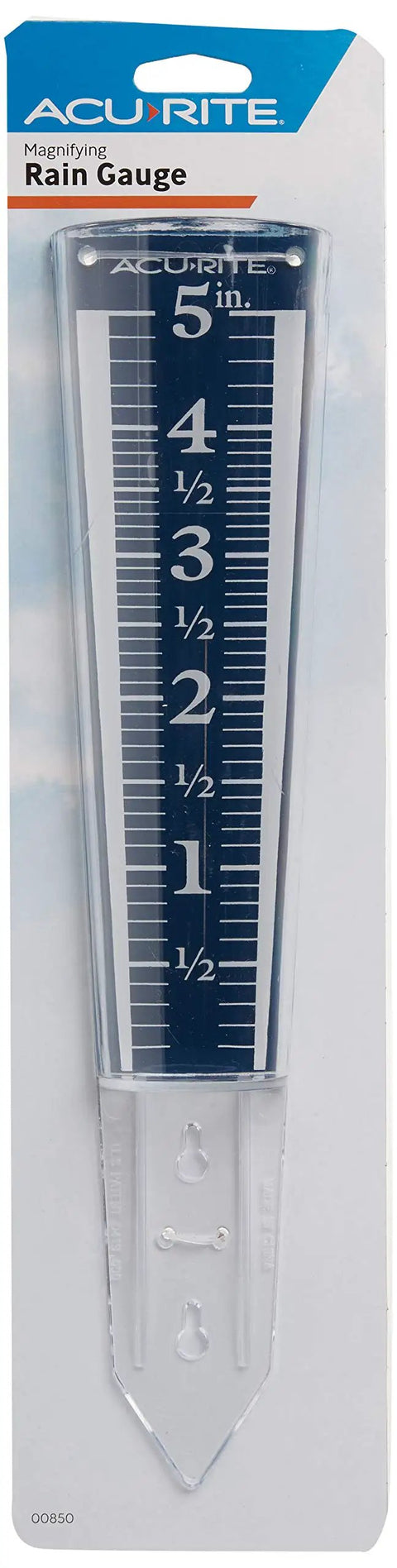 5 Inch Capacity Magnifying Rain Gauge With Easy To Read White Numbers, Acrylic Weather-Resistant Build, 35 Percent Magnification