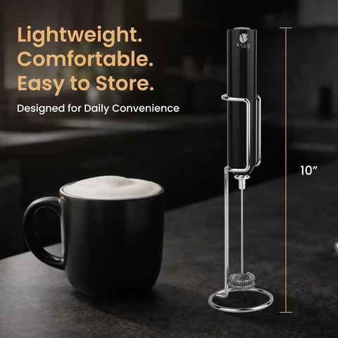 Rechargeable Milk Frother Handheld With Aluminum Body And Stainless Steel Wand, Adjustable Speed, USB C Cable And Stand Included