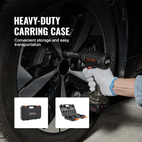 Person using Half Inch Drive Impact Socket Set, Nine Piece Deep Metric Sockets 29mm Through 38mm, Six Point CrMo Steel Construction For Auto Repair on car wheel.