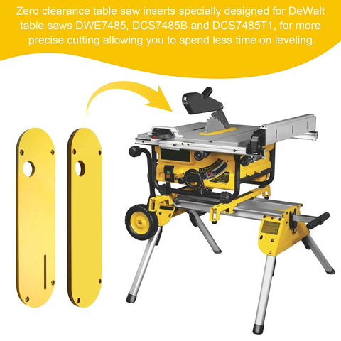 Zero Clearance Table Saw Inserts Combo Pack For 8-1/4 Inch Saws DWE7485 DCS7485 With Riving Knife Slot And Solid Blank Throat Plates MDF