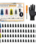 64 Piece Tire Repair Kit With Four Sizes Screw In Plugs, Nitrile Gloves And Screwdriver for fast puncture repair on the go