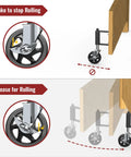 Heavy Duty Gate Caster With Spring Loaded Wheel, Swivel Gate Wheel showing brake and release function on wooden gates