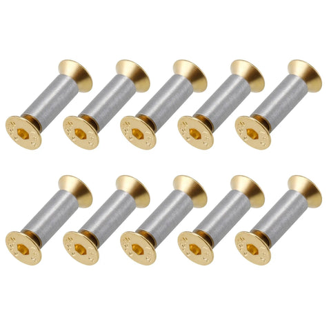 30 Piece Knife Handle Screws Set With Gold Hex Flat Head Fasteners For Knife Making And Replacement, M4 Shaft Screws