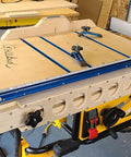 24 Inch Aluminum Miter Bar for Smooth Sliding on Table Saws, fits standard three quarter by three eighths inch miter slots, workbench setup