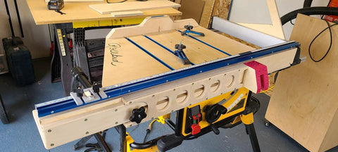 24 Inch Aluminum Miter Bar for Smooth Sliding on Table Saws, fits standard three quarter by three eighths inch miter slots, workbench setup