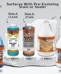 Top Shelf Water Based Concrete Sealer Yields A Deep Wet Look Sheen On Driveways Patios And Block Walls Magnifies Surface Color While Packing Heavy Duty Waterproof Punch That Cures Fast Under One Day Inside A Five Gallon Ready Pail on cleaning and staining products display.