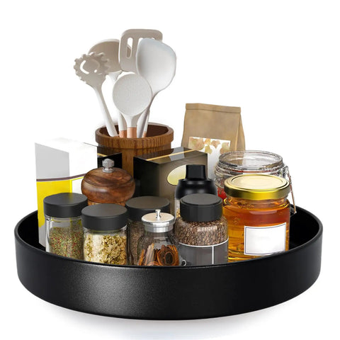 Heavy Duty 12 Inch Metal Lazy Susan Organizer With 360 Degree Spin Anti Rust Turntable with spices and utensils