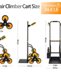 Beefed Up Stair Climber Hand Truck With 770 Lb Capacity Foldable Stair Dolly dimensions and wheels detail