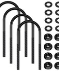 U Bolt Kit Four Pack Round Zinc Plated U Bolts Half Inch Diameter By Three Inch Wide By Eight Inch Long With Washers And Nuts