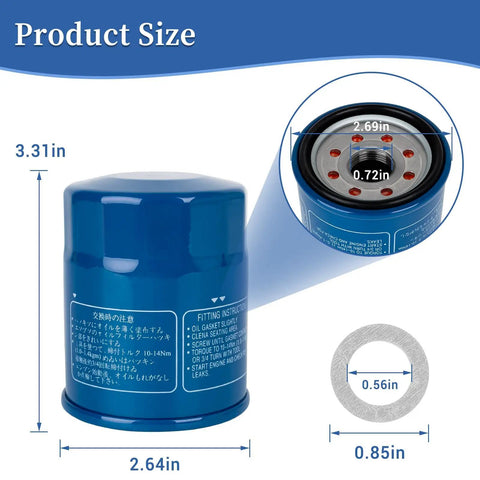 Honda Oil Filter 5 Pack Compatible With Civic CR V Odyssey Accord Pilot and GX Series Engines with dimensions