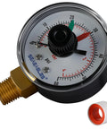 SeaEagles pressure gauge, 2-inch dial, brass 1/4 in NPT back mount, 0–60 psi for pool/spa valves