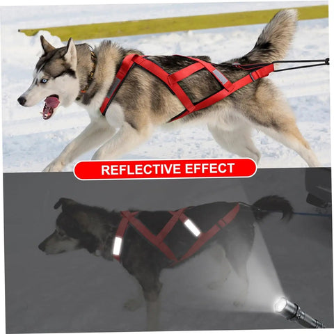 Versatile Dog Pulling Harness For Sled And Exercise Adjustable Waterproof Pro Harness For Bikejoring And Skijoring Red Size M