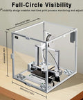 Acrylic Enclosure For 3D Printer With 360 Degree Transparent Cover Built In LED Light Power Strip Thermo Hygrometer Dust And Odor Isolation Noise Reduction And Stable Temperature For ABS PETG ASA PC Prints on a table