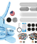 2 In 1 Button And Magnet Maker Machine Kit 58mm DIY Badge And Fridge Magnet Creator Bundle With 50 Badge Parts And 50 Magnet Making Supplies For Easy Custom Badges At Home, blue press