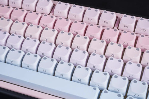 Cute Bubble Cat Wireless Mechanical Keyboard Hits Different With Creamy 75 Percent Layout Hot Swappable Switches close-up keycaps design.