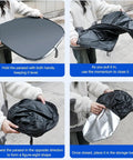 Instructions for using Premium Foldable Front Windshield Sunshade For Tesla Cybertruck And Cyberbeast to block sunlight.