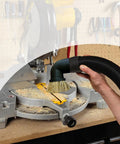 Using Vacuum Accessory Kit Dust Brush And Extension Wand For Shop Vac Systems, horsehair brush cleans dust from saw table