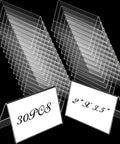 Set Of 30 Mini Acrylic Sign Holders, 2 X 3.5 Inch Clear Desk Name Plates, Horizontal V Shaped Displays shown in layers