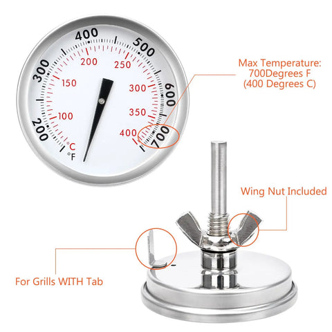 Spot On Accurate Grill Thermometer Replacement For Genesis 300 Series, shows 2-3/8 inch diameter with wing nut.