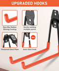 Heavy Duty Garage Hooks Set 30 Pack With Anti Slip Coating, Wall Mount Storage Hangers, close-up of orange hook with details.