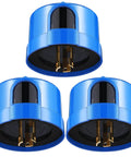 Three Pack Photocell Twist Lock Auto On Off Sensor Switch For Outdoor Lighting Dusk To Dawn Light Control 120 To 277 Volt Blue