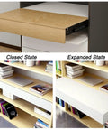 Heavy Duty Hidden Drawer Slides With Smooth As Butter Glide Versatile 16 Inch Furniture Guides shown in closed and expanded state.
