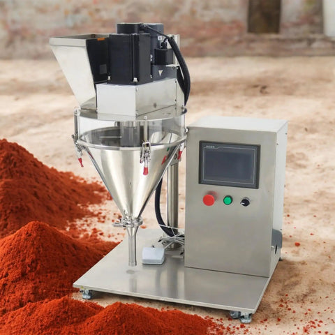 Compact Desktop Semi Automatic Powder Filling Machine Featuring No Sweat Setup And Consistent 10 To 200 Gram Dosing For Coffee Milk Sugar Feed And Bulk Granules with stainless steel construction.