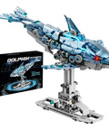 Myth Qholve Mechanical Blue Dolphin Cool Building Blocks Sets Hands On Motion Exposed Gear Design Display And Play Model Futuristic Ocean Animal Toy For Collectors And Kids