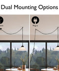 Oil Rubbed Bronze Pendant Light With Alabaster Glass Shade, Dimmable And Flexible Install, Hardwired Or Plug In options displayed
