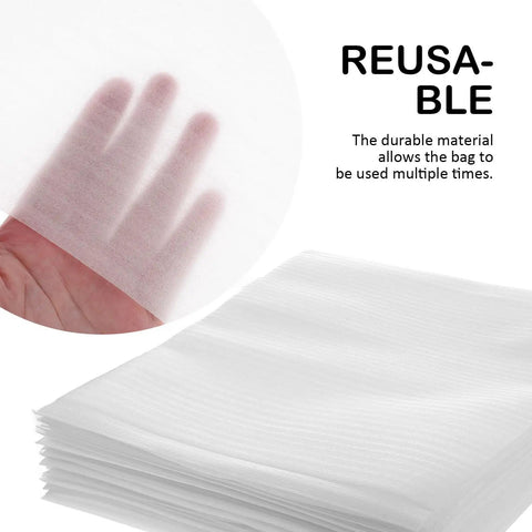 Close-up of 100 Pack White EPE Foam Packing Pouches showing material texture and stack
