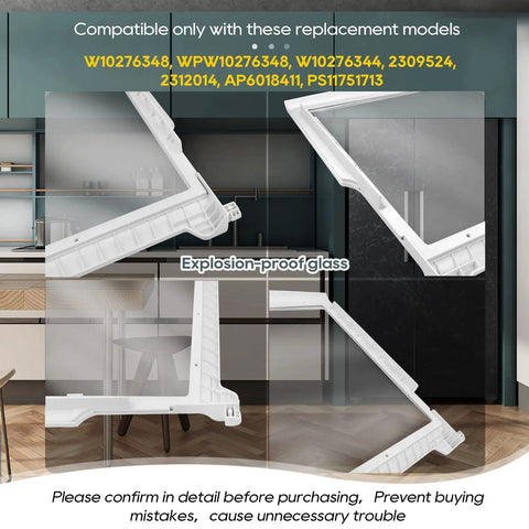 Glass Shelf Replacement For Whirlpool Kenmore Maytag Amana Crosley Refrigerators Fits Selected Models Easy Install Durable Clear Safety Glass