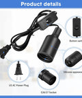 Product details of Ten Pack Hanging Light Cord With Switch for E26 E27 Pendant Socket Lantern Black 6 Foot Lamp Extension Cord Kit Includes Socket and Cord Durable Silicone Lamp Holder Flame Retardant Easy Install Plug And Play Ready, showing button switch and E26/E27 socket.