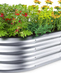 Heavy Duty Galvanized Raised Garden Bed Kit 4x2x1 Ft With Safety Edging Outdoor Planter Box with vegetables and flowers
